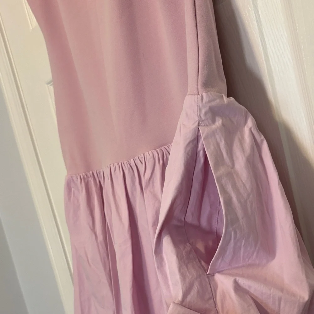 Abercrombie & Fitch Pink Mixed Fabric Bubble Hem Midi Dress Size XL – Excellent - Picture 5 of 14